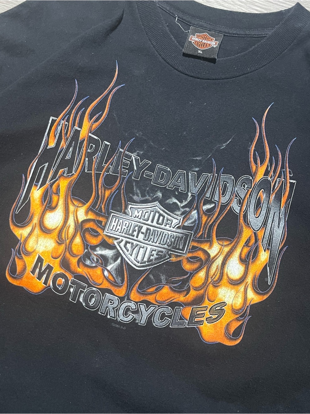 Vintage Harley Davidson flame graphic double sided T-shirt men’s XL made in USA - Picture 3 of 10